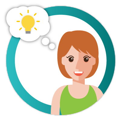 woman with idea thought bubble