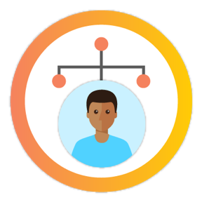 Icon of young person in an org chart