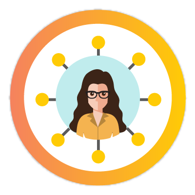 woman surrounded by network