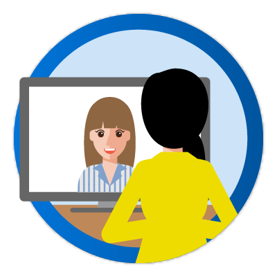 woman meeting another woman on computer